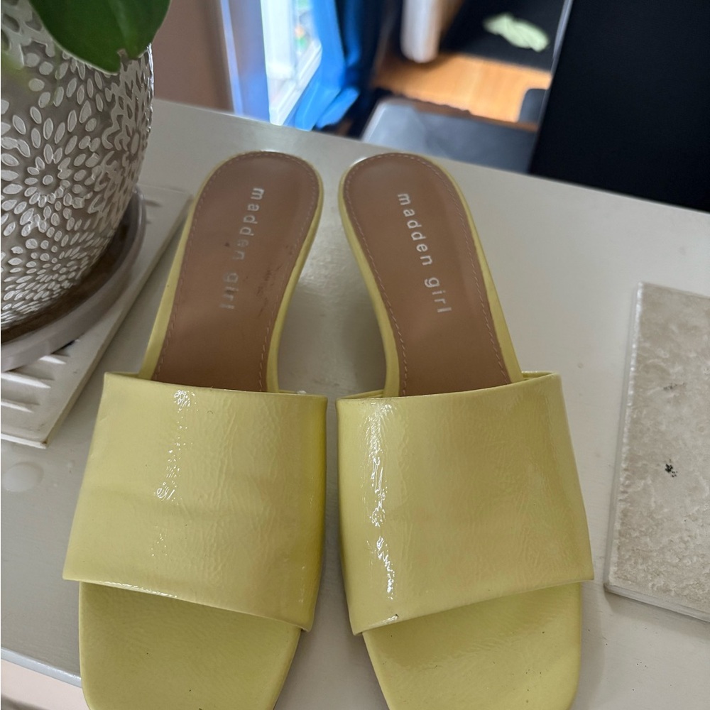 Madden Girl Yellow Slide Sandals